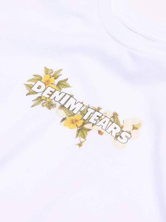 Denim Tears Cotton Floral Logo Tee White image 1